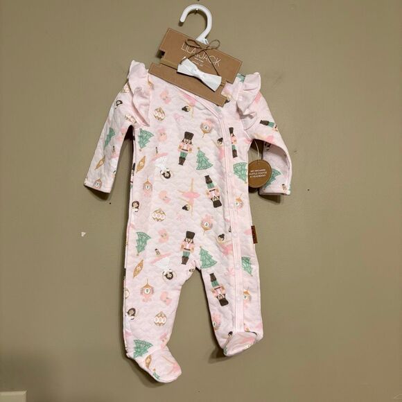 Lila and Jack Baby Girl Nutcracker Ballet One Piece Sleeper Footies 0-3M Pink - Picture 1 of 5